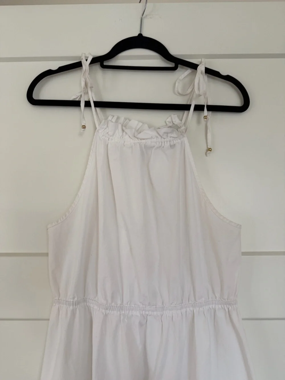 H Halston White Tie-Shoulder Maxi Dress with Eyelet Hem - Picture 2 of 9
